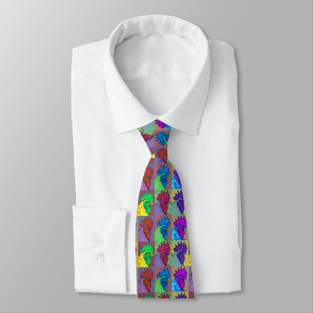 Roosters Gone Wild! Neck Tie (Tied)