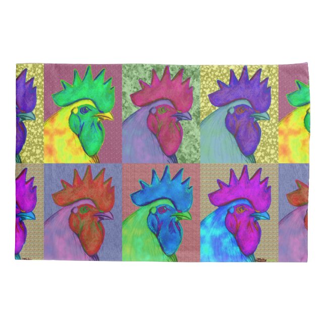 Roosters Gone Wild! Pillow Case (Back)