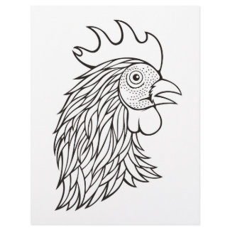 Rooster's Head Coloring Book Page