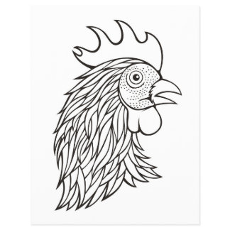 Rooster's Head Coloring Book Page