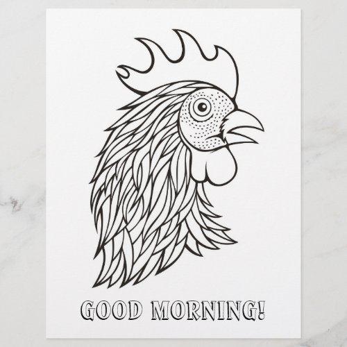 Roosters Head Coloring Book Page