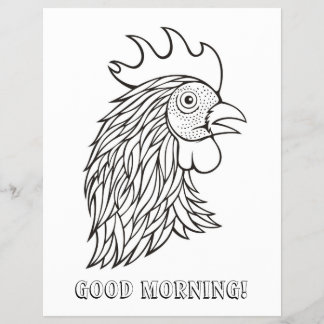 Rooster's Head Coloring Book Page