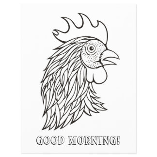 Rooster's Head Coloring Book Page