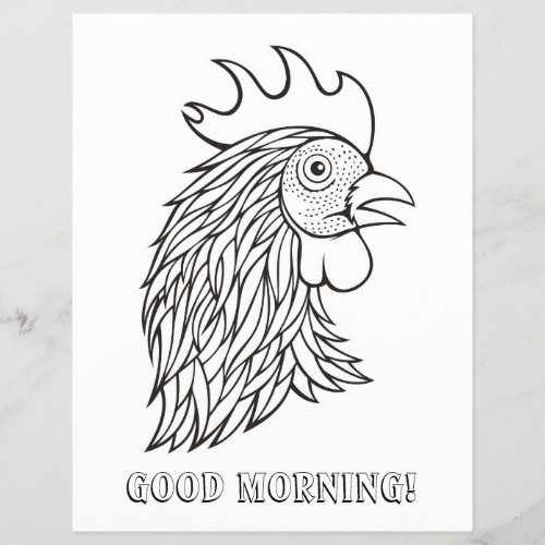 Roosters Head Coloring Book Page