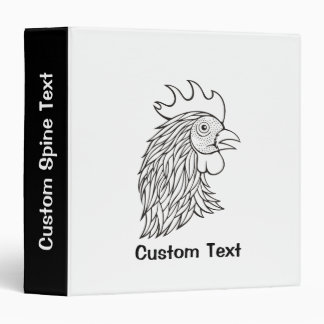 Rooster's Head Line Art 3 Ring Binder