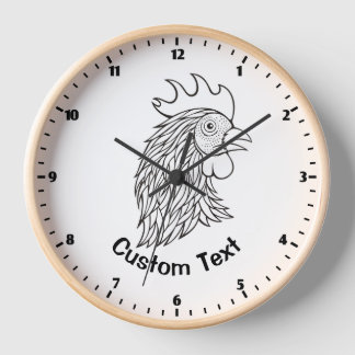 Rooster's Head Line Art Clock