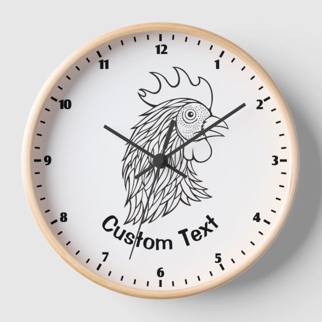 Rooster's Head Line Art Clock (Front)