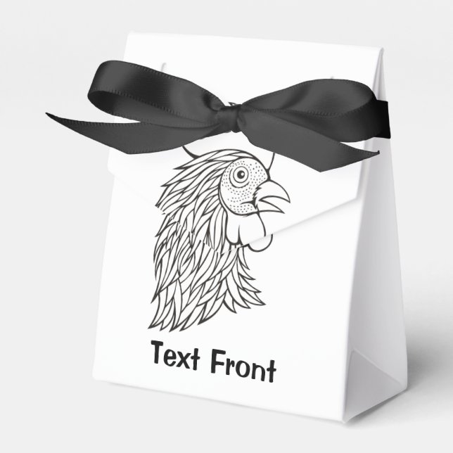 Rooster's Head Line Art Favor Boxes (Front Side)