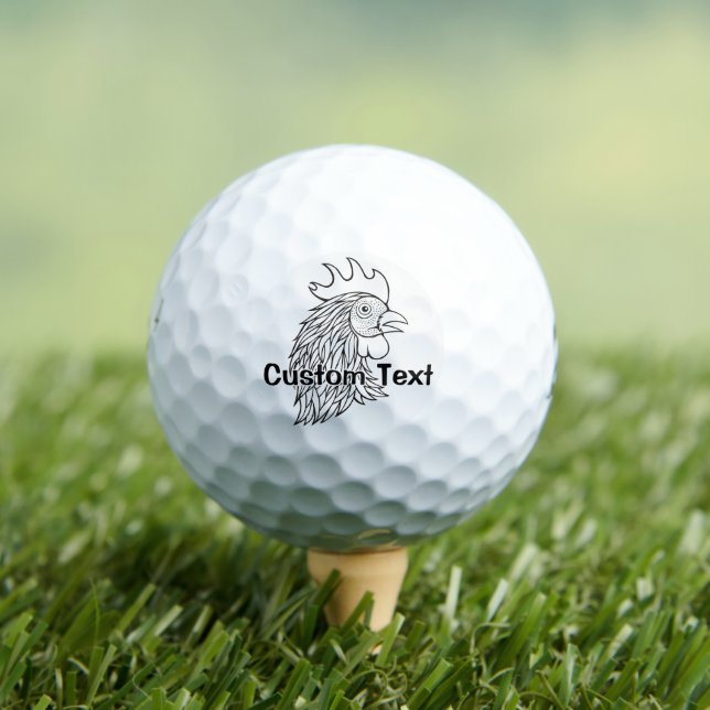 Rooster's Head Line Art Golf Balls (Insitu Tee)
