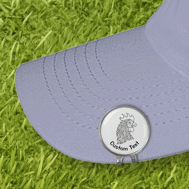 Rooster's Head Line Art Golf Hat Clip (Creator Uploaded)