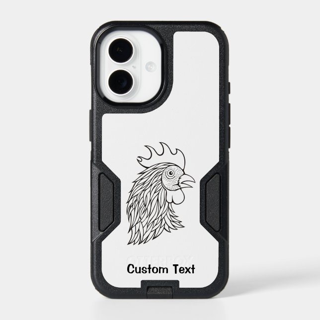 Rooster's Head Line Art iPhone Case (Back)