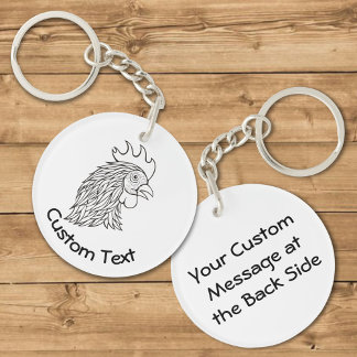 Rooster's Head Line Art Keychain