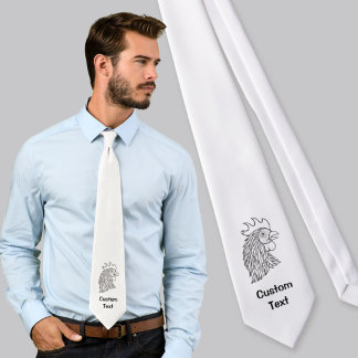 Rooster's Head Line Art Neck Tie