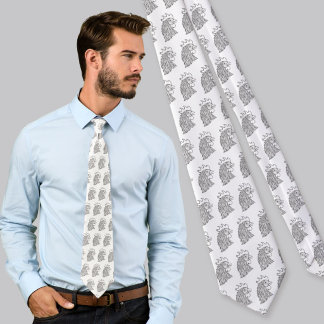 Rooster's Head Line Art Neck Tie