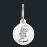 Rooster's Head Line Art Pet ID Tag<br><div class="desc">Line art illustration of rooster's head. Custom text.</div>