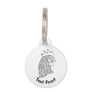 Rooster's Head Line Art Pet ID Tag