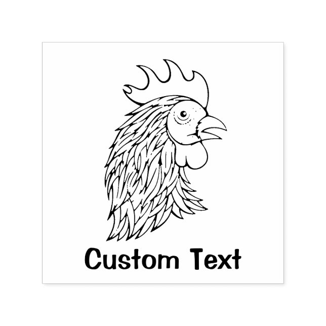 Rooster's Head Line Art Self-inking Stamp (Design)