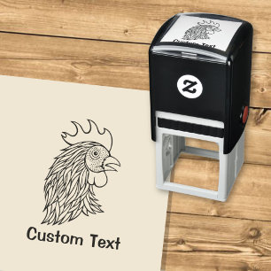 Rooster's Head Line Art Self-inking Stamp