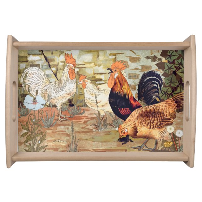 Roosters & Hen Farm Birds | Serving Tray (Front)