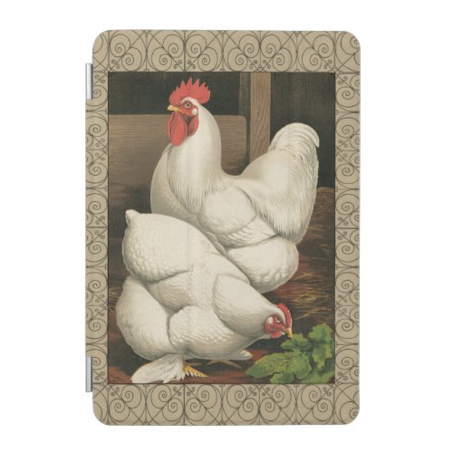 Roosters  Hen outside Hen House with White Border iPad Mini Cover