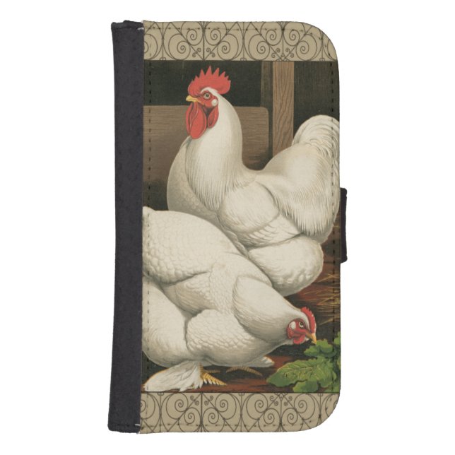 Roosters & Hen outside Hen House with White Border Samsung Galaxy Wallet Case (Front)