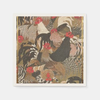 Roosters Japanese Painting Rooster Year 2017 Paper Paper Napkins by 2017_Year_of_Rooster at Zazzle
