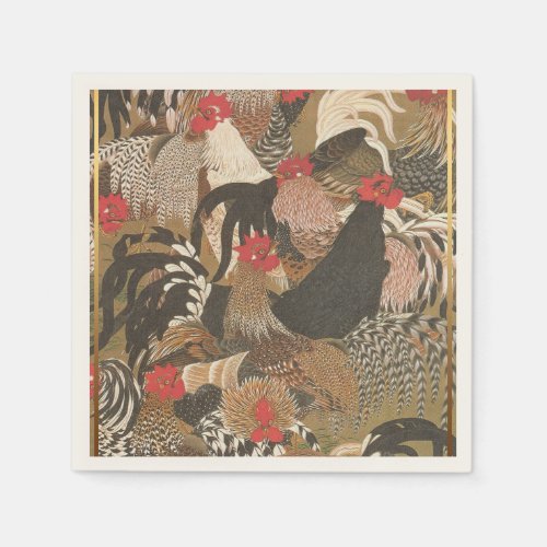 Roosters Japanese painting Rooster Year 2017 Paper Paper Napkins