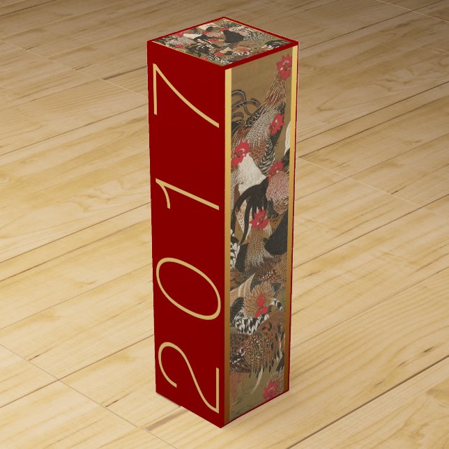 Roosters Japanese painting Rooster Year 2017 Wine Wine Box (Front)