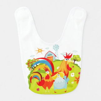 Roosters on the Farm Bib