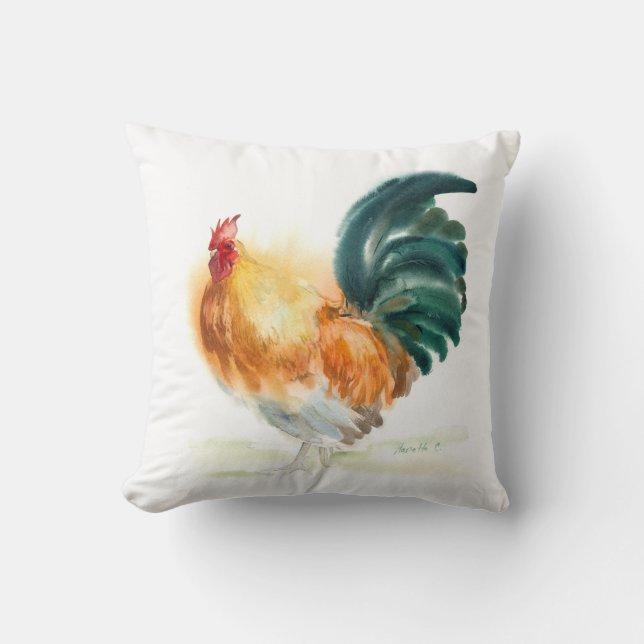 Roosters Throw Pillow (Front)