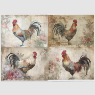 Roosters tissue paper