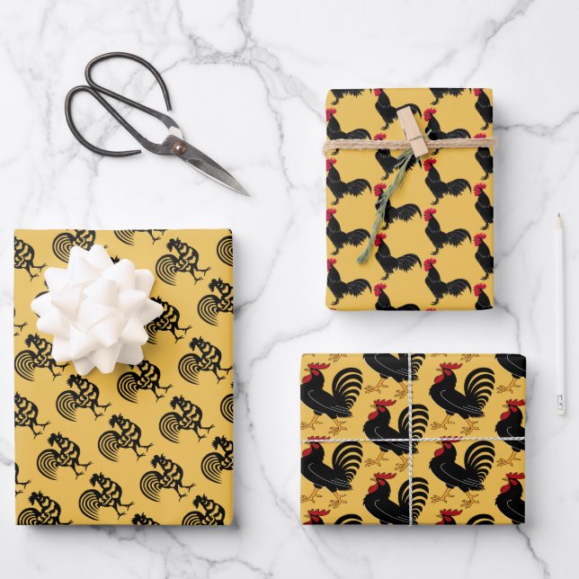 Roosters Wrapping Paper Sheets (Front)