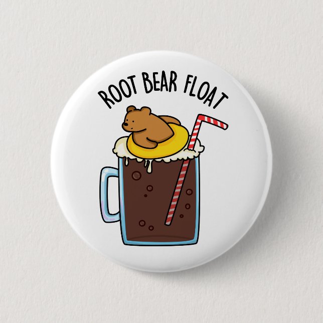 Root Bear Float Funny Root Beer Pun Button (Front)