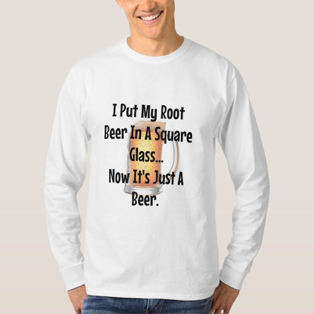 Root Beer Square Cup Math Joke Shirt Funny (Front)