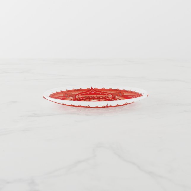 Root Chakra Red Mandala Trinket Tray (Angled)