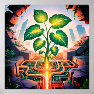 Root Circuit – Solarpunk Growth Art Poster