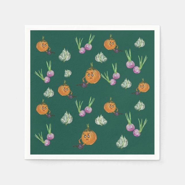 Root crops, cute vegetables napkins (Front)