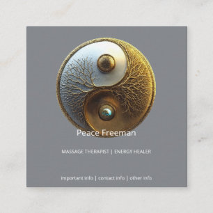 Root of Harmony   Yin Yang Design Square Business Card
