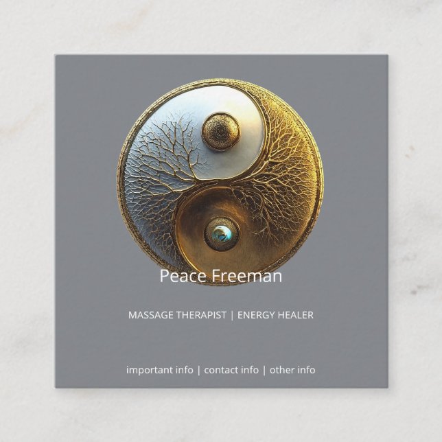 Root of Harmony | Yin Yang Design Square Business Card (Front)