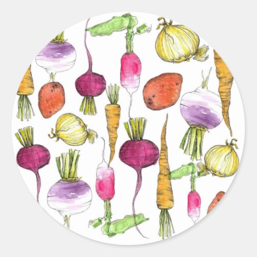 Root Vegetable Watercolor Illustration Art Classic Round Sticker