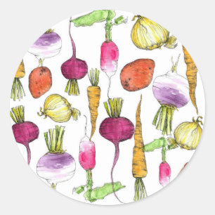 Root Vegetable Watercolor Illustration Art Classic Round Sticker