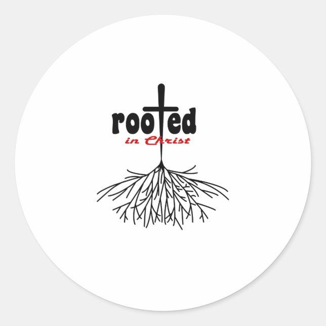 Root Your Faith In Jesus Christ Christian Cross Classic Round Sticker (Front)
