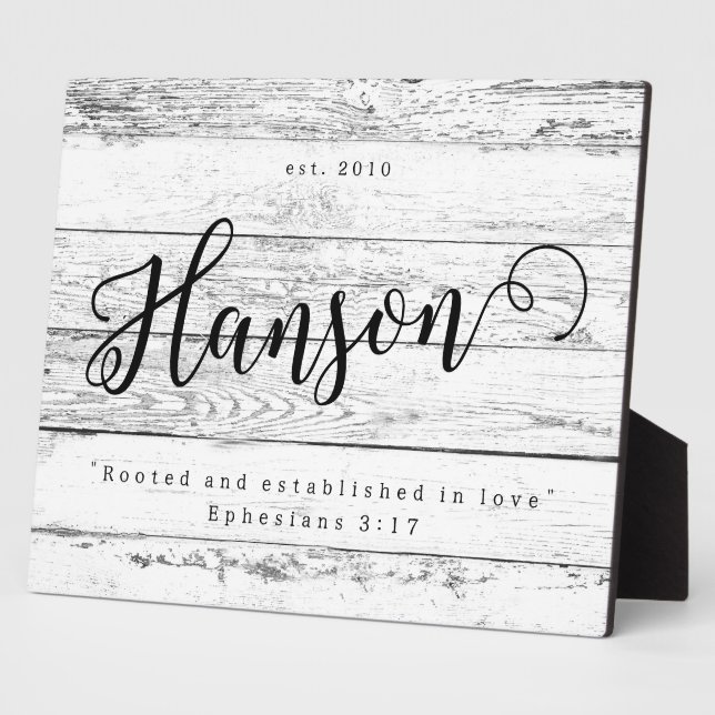 Rooted and established in love Last Name Sign Plaque (Side)