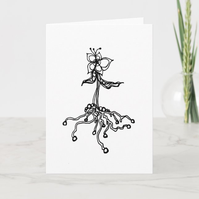 Rooted Flower Letterpress Thank You Card (Front)