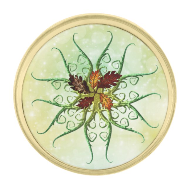 Rooted in Autumn Gold Finish Lapel Pin (Front)
