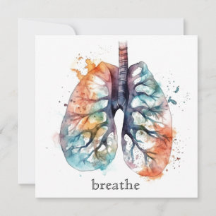 Rooted in Breath Watercolor Lungs Custom Holiday Card