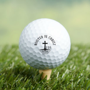 Rooted in Christ Cross Monogram Christian Black Golf Balls