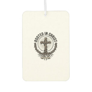 Rooted in Christ Cross Vintage Engraving Christian Air Freshener