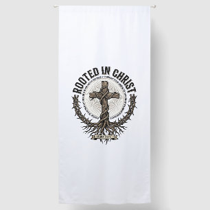 Rooted in Christ Cross Vintage Engraving Christian Blackout Curtains