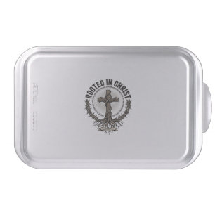Rooted in Christ Cross Vintage Engraving Christian Cake Pan